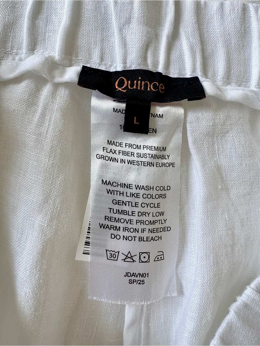Quince 100% European Linen White Pants L NWOT Elastic Waist Wide Leg Beach - Picture 8 of 13